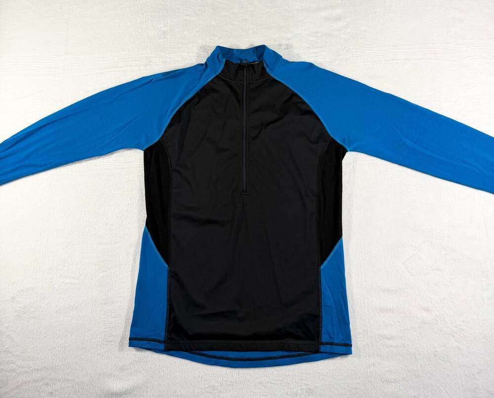 Smartwool PhD Wind 1/4 Zip Merino Wool Pullover Blue Black Size M